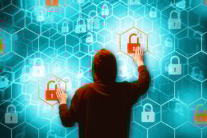 hacker using leaking data to access a fiewall