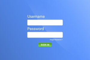 phishing Interface of Password Box on login background. Online Username and Passwords